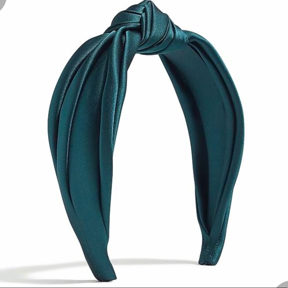 JCrew Satin Knot Headband in Emerald Green